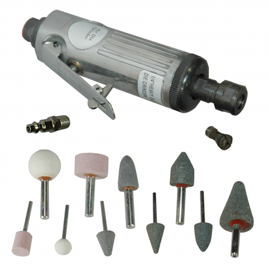 IMS Company - Die Grinder Kit, Pneumatic Die Grinder, 1/4 Collet, 1/8  Collet (5) 1/4 Grinding Wheels, (5) 1/8 Grinding Wheels, (2) Collet  Wrenches, 1/4 Industrial NPT Plug, And Molded Carrying Case. 134156  General Shop Tools